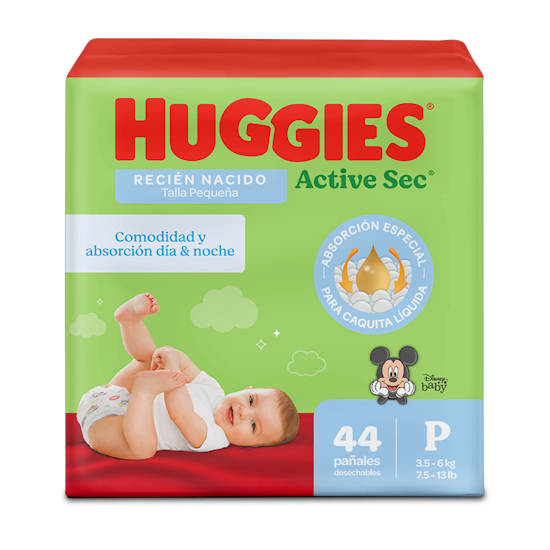 Pañales Huggies Active Sec 1/P 44U